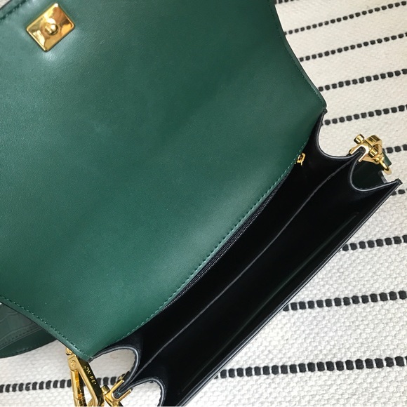JW Pei Mini Flap Crossbody Dark Green Croc - Picture 8 of 11